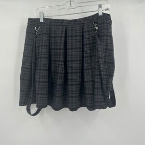Hot Topic Womens Y2K Plaid Strap Skirt L Grunge‎ Goth Minimalist Dark Academia